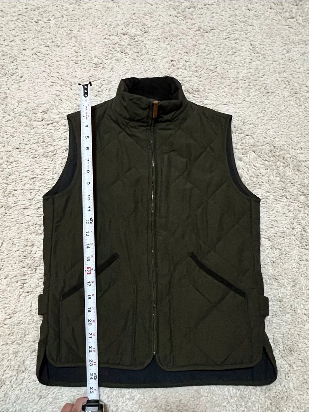 J.Crew Sussex Quilted Vest Olive Green XS Lightweight Insulated Utility Vest